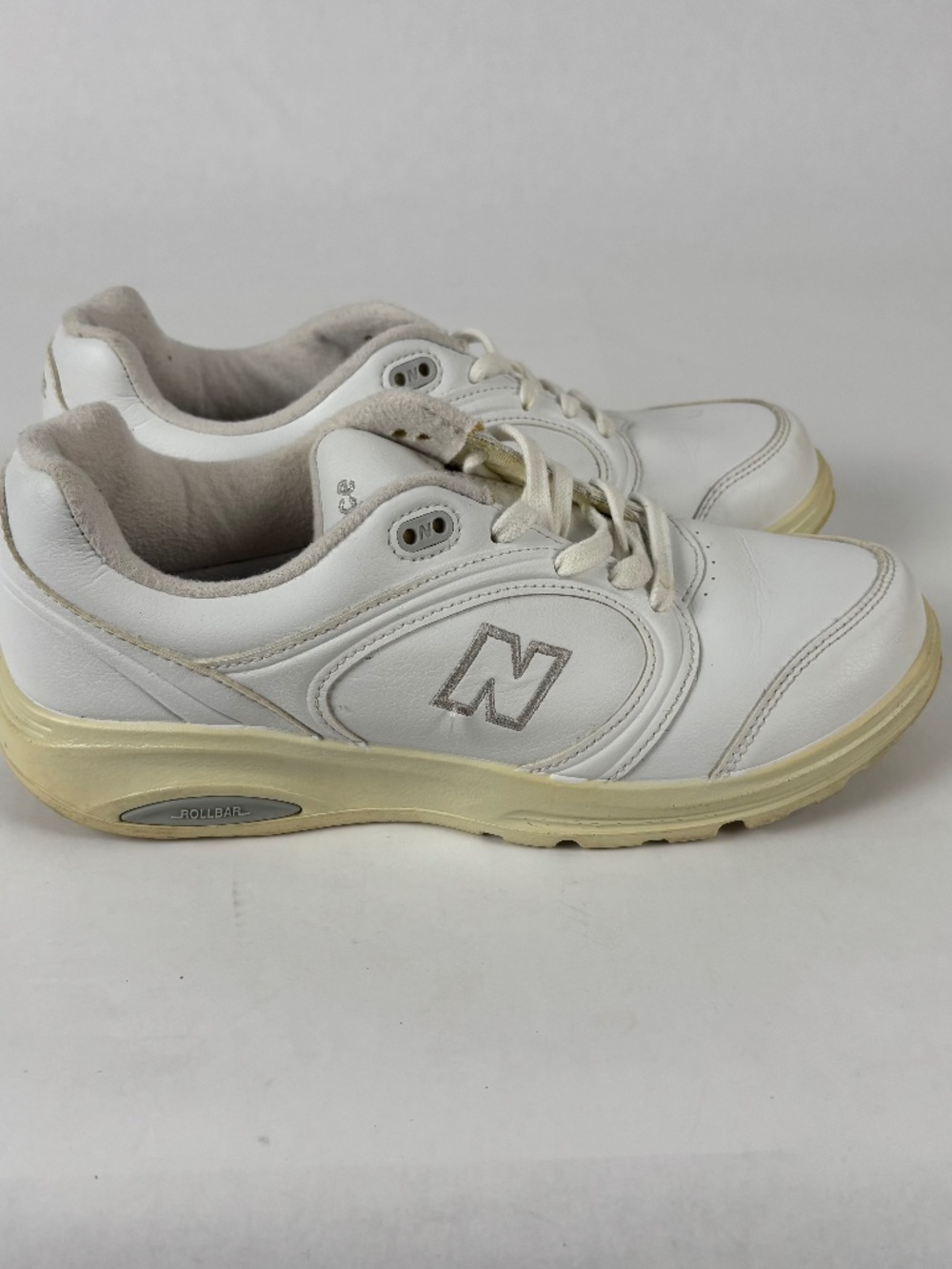 New Balance, Rollbar, White Leather, Athletic/Walking Shoes, Women's Size 8.5